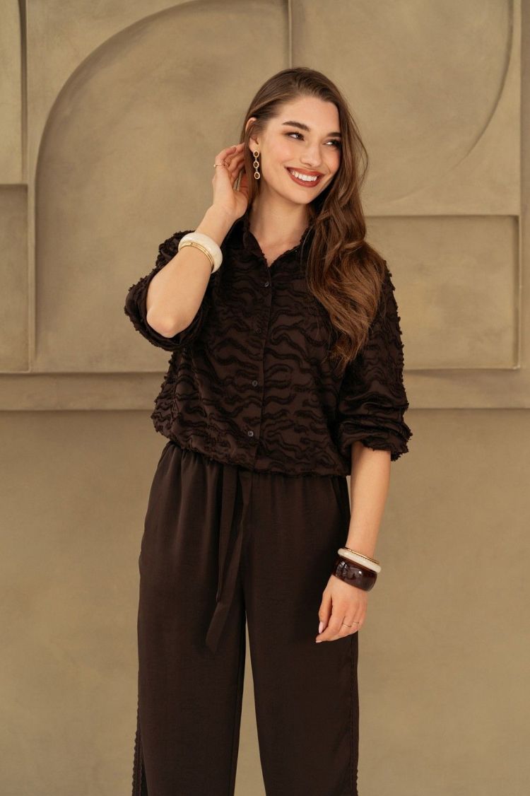 &Co Woman Blouse Bruin dames (WENDELIEN BLOUSE - BL464.ED-DARKCHOCO) - GL Sport (Sluis)