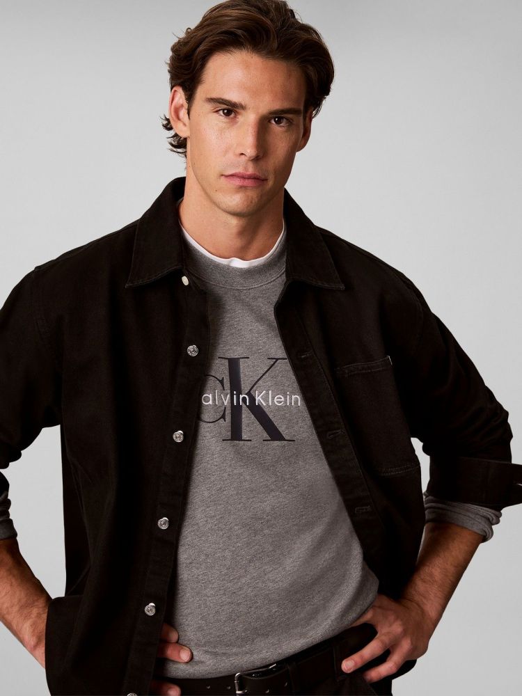 Calvin Klein Sweater Grijs heren (CL LS 350TERRY MONOLOGO CN SWEATSHIRT - LV04RG278G.P7E) - GL Sport (Sluis)