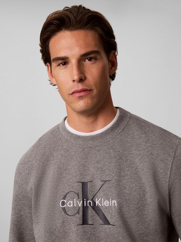 Calvin Klein Sweater Grijs heren (CL LS 350TERRY MONOLOGO CN SWEATSHIRT - LV04RG278G.P7E) - GL Sport (Sluis)