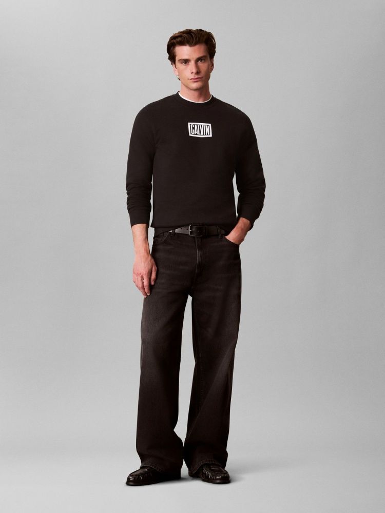 Calvin Klein Sweater Zwart heren (LS 350TERRY EU CLVIN BOX LOGO CN - LV04RH248G.UB1) - GL Sport (Sluis)