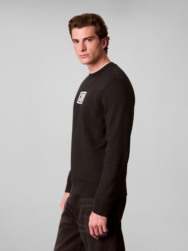 Calvin Klein Sweater Zwart heren (LS 350TERRY EU CLVIN BOX LOGO CN - LV04RH248G.UB1) - GL Sport (Sluis)