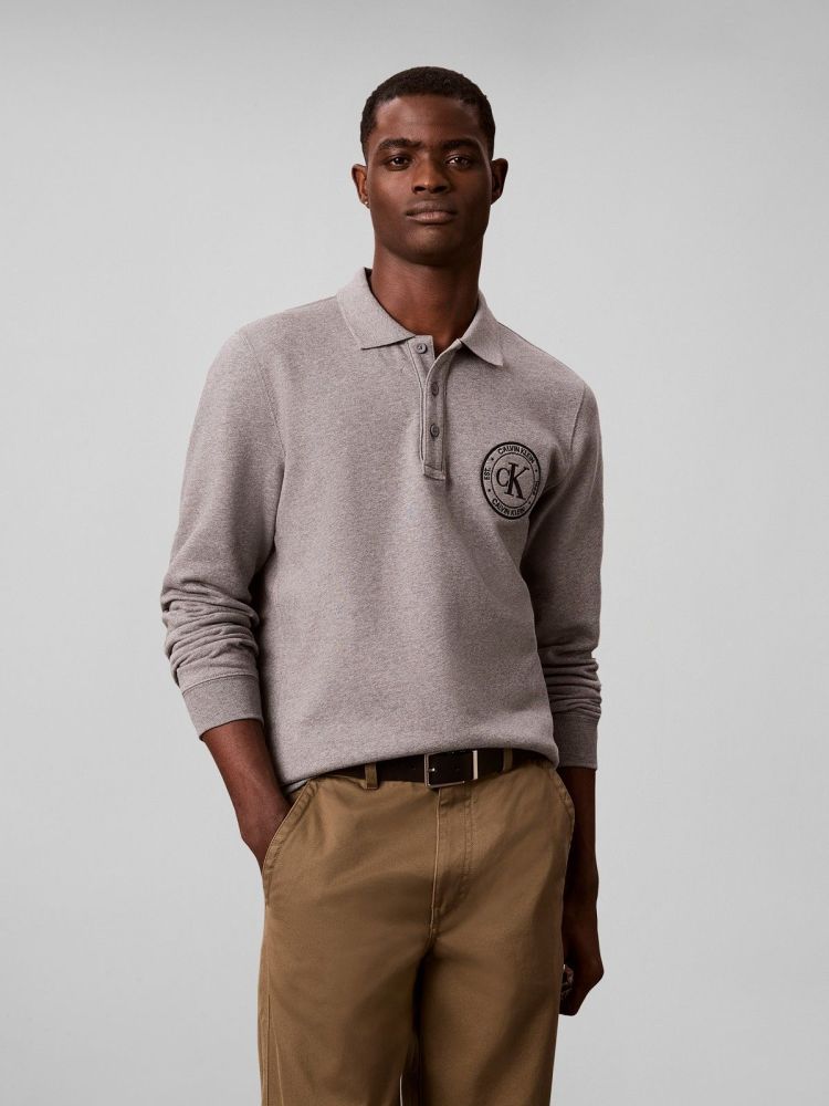 Calvin Klein Polo Grijs heren (LS 350TERRY EU GRAPHIC POLO SWEATSHIRT - LV04RH236G.P7E) - GL Sport (Sluis)