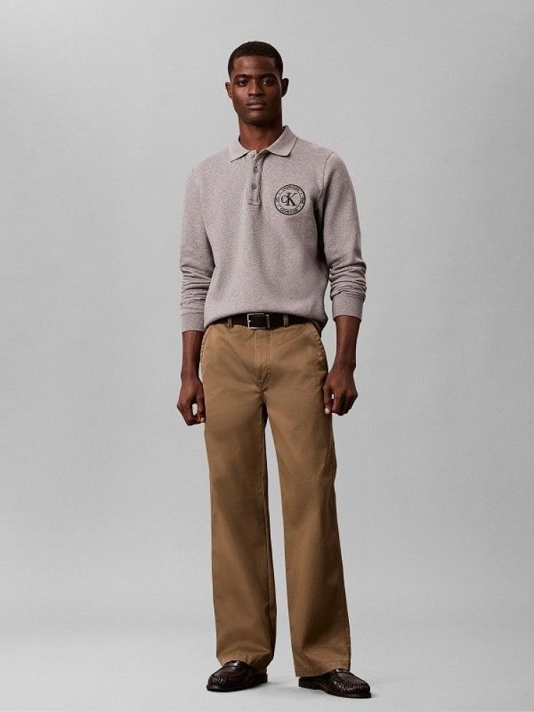 Calvin Klein Polo Grijs heren (LS 350TERRY EU GRAPHIC POLO SWEATSHIRT - LV04RH236G.P7E) - GL Sport (Sluis)