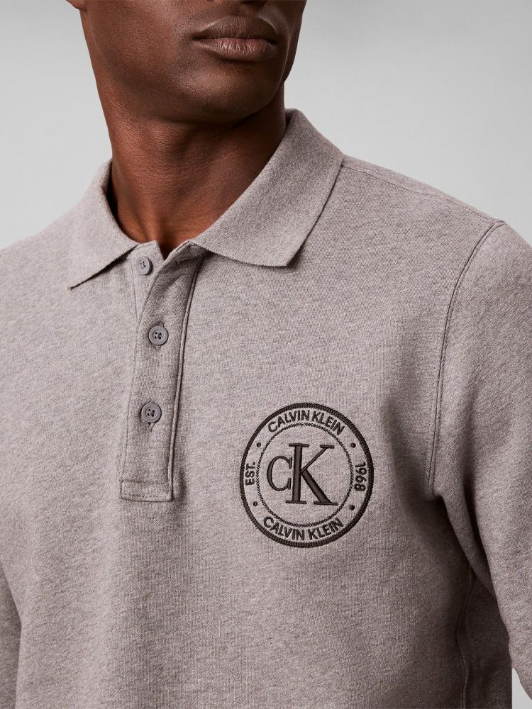 Calvin Klein Polo Grijs heren (LS 350TERRY EU GRAPHIC POLO SWEATSHIRT - LV04RH236G.P7E) - GL Sport (Sluis)