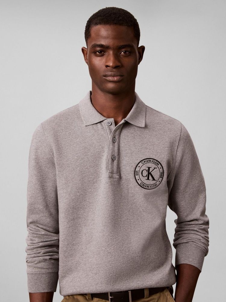 Calvin Klein Polo Grijs heren (LS 350TERRY EU GRAPHIC POLO SWEATSHIRT - LV04RH236G.P7E) - GL Sport (Sluis)