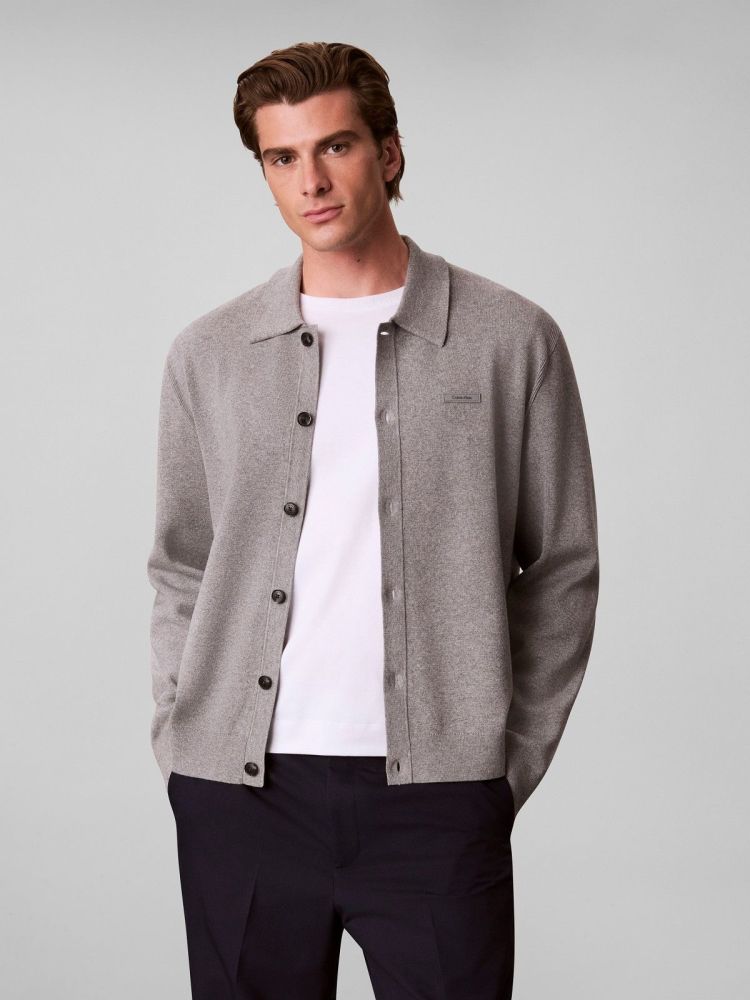 Calvin Klein Polo Grijs heren (LS CK TECH KNIT POLO - LV04LH318G.P7E) - GL Sport (Sluis)