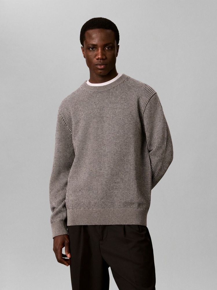 Calvin Klein Pull Beige heren (LS COTTON WOOL DOTTE - LV04LH310G.P7E) - GL Sport (Sluis)