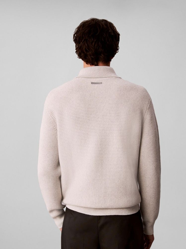 Calvin Klein Pull Beige heren (LS CTN WOOL PNL STIT - LV04LH311G.P74) - GL Sport (Sluis)