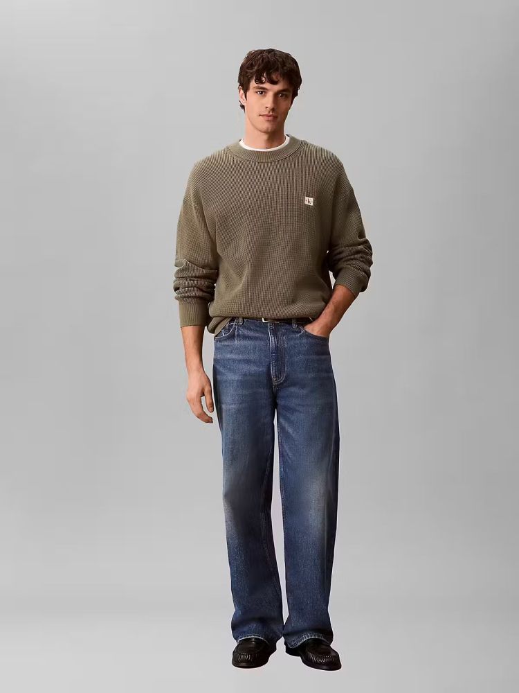 Calvin Klein Pull Groen heren (LS EZ COTTON WAFFLE PULL - LV04RD313G.LDY) - GL Sport (Sluis)