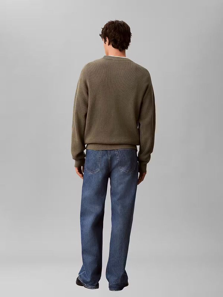 Calvin Klein Pull Groen heren (LS EZ COTTON WAFFLE PULL - LV04RD313G.LDY) - GL Sport (Sluis)