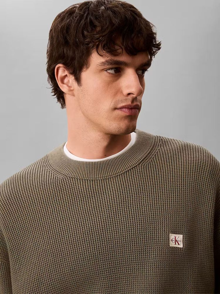 Calvin Klein Pull Groen heren (LS EZ COTTON WAFFLE PULL - LV04RD313G.LDY) - GL Sport (Sluis)