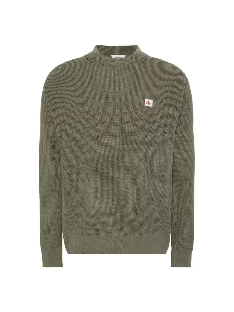 Calvin Klein Pull Groen heren (LS EZ COTTON WAFFLE PULL - LV04RD313G.LDY) - GL Sport (Sluis)