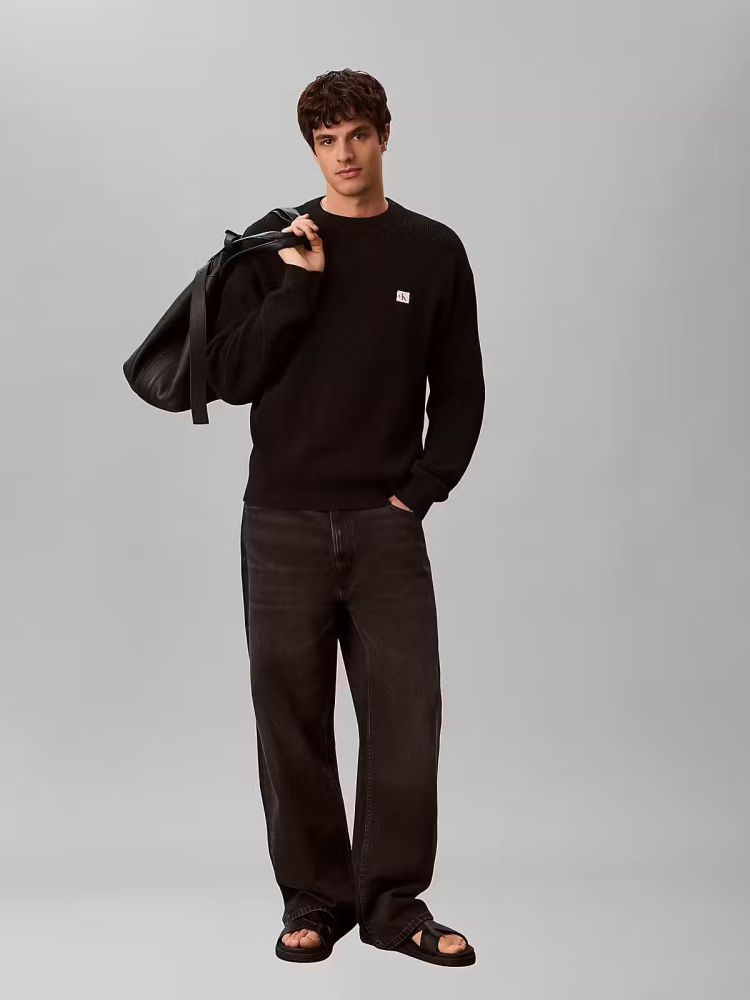 Calvin Klein Pull Zwart heren (LS EZ COTTON WAFFLE PULL - LV04RD313G.UB1) - GL Sport (Sluis)