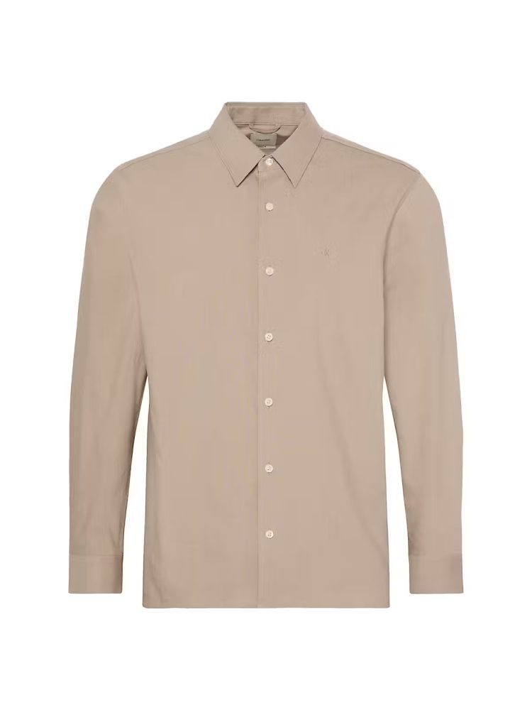 Calvin Klein Overhemd Taupe heren (LS LINEN LYCOCELL CLASSIC SHIRT - LV04LG100G.ROASTEDCASH) - GL Sport (Sluis)