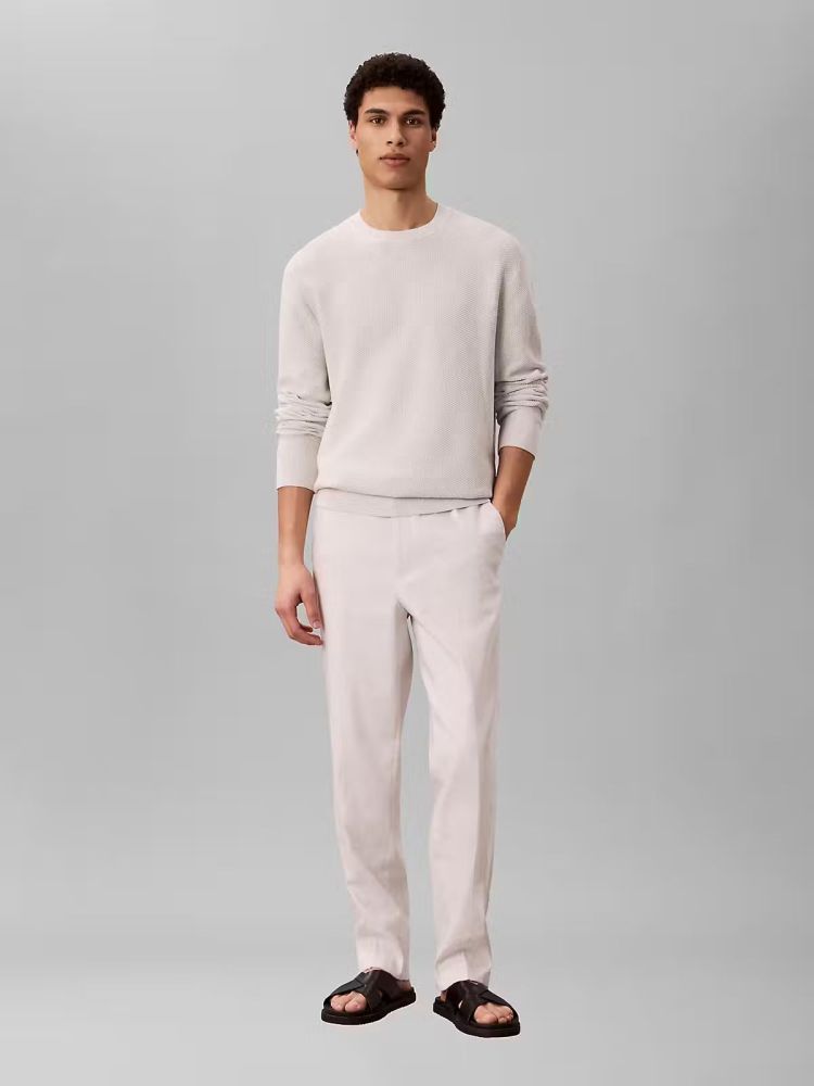 Calvin Klein Pull Beige heren (LS TEXTURED COTTON C PULL - LV04LF304G.P4P) - GL Sport (Sluis)