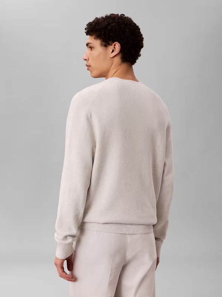 Calvin Klein Pull Beige heren (LS TEXTURED COTTON C PULL - LV04LF304G.P4P) - GL Sport (Sluis)