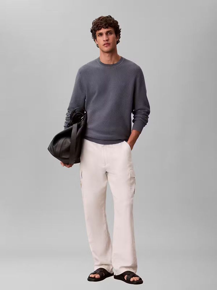 Calvin Klein Pull Grijs heren (LS TEXTURED COTTON C PULL - LV04LF304G.11Z) - GL Sport (Sluis)