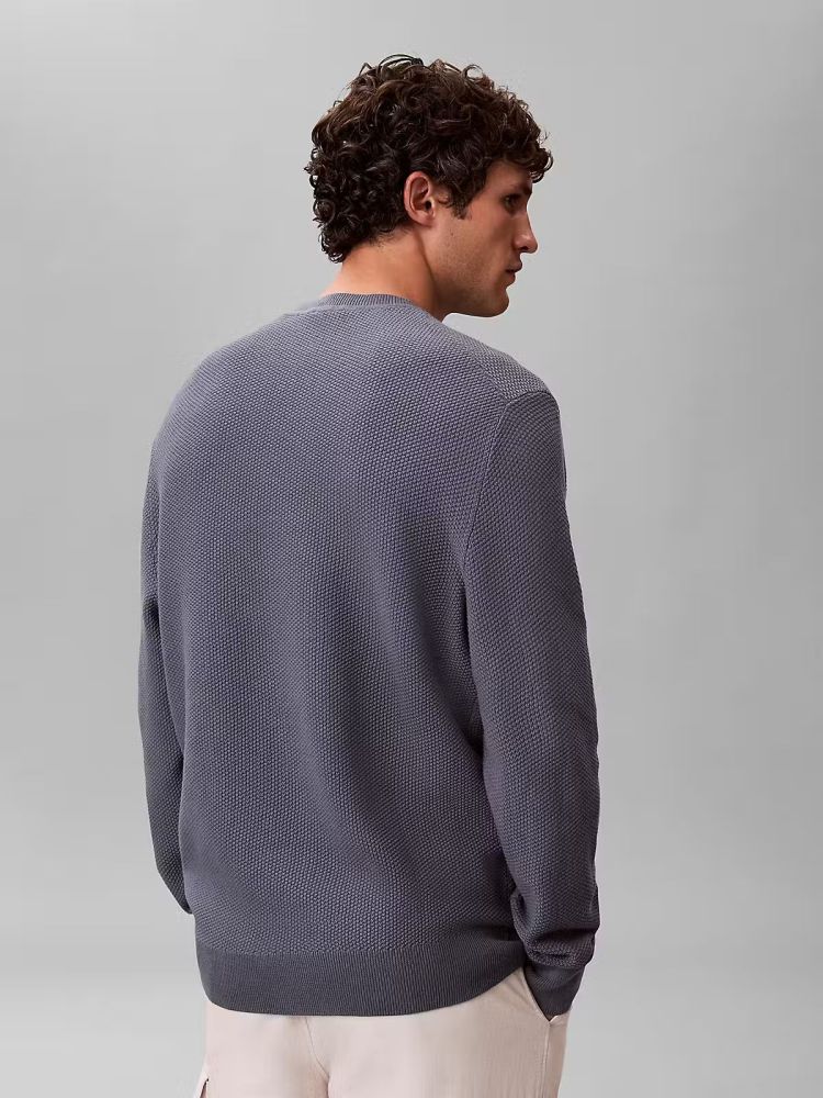 Calvin Klein Pull Grijs heren (LS TEXTURED COTTON C PULL - LV04LF304G.11Z) - GL Sport (Sluis)