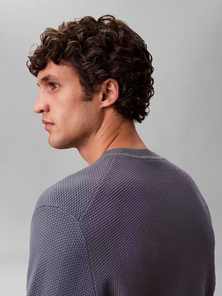 Calvin Klein Pull Grijs heren (LS TEXTURED COTTON C PULL - LV04LF304G.11Z) - GL Sport (Sluis)