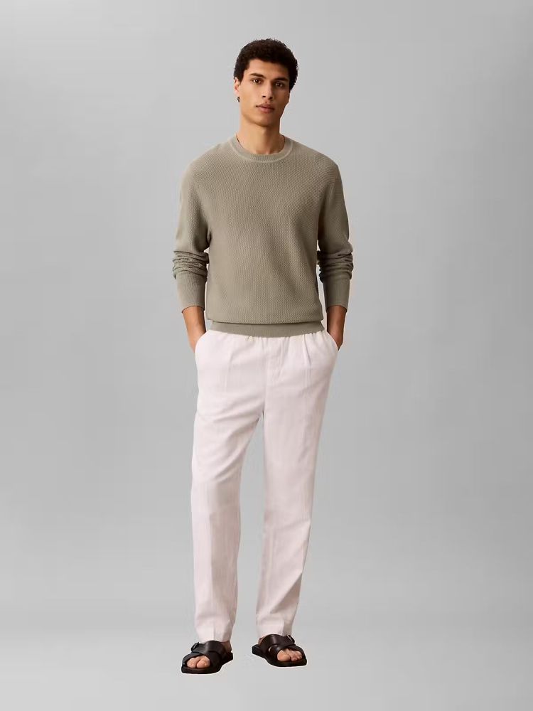 Calvin Klein Pull Groen heren (LS TEXTURED COTTON C PULL - LV04LF304G.PEZ) - GL Sport (Sluis)