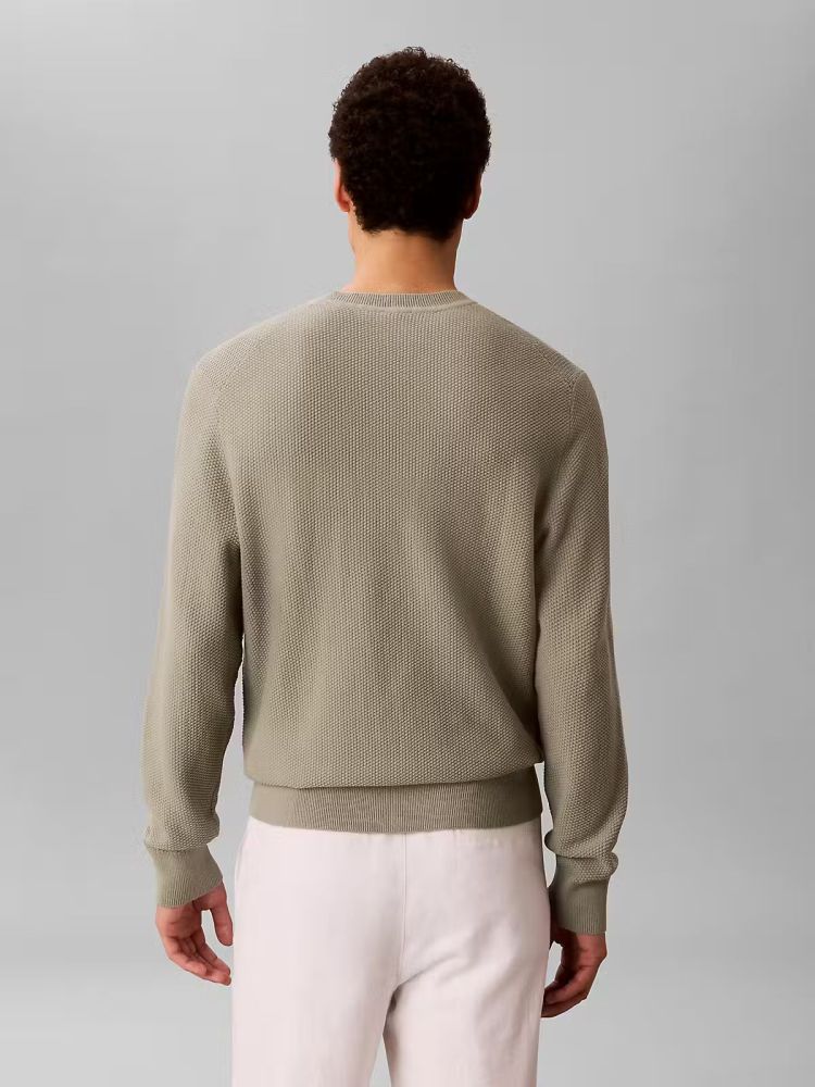 Calvin Klein Pull Groen heren (LS TEXTURED COTTON C PULL - LV04LF304G.PEZ) - GL Sport (Sluis)