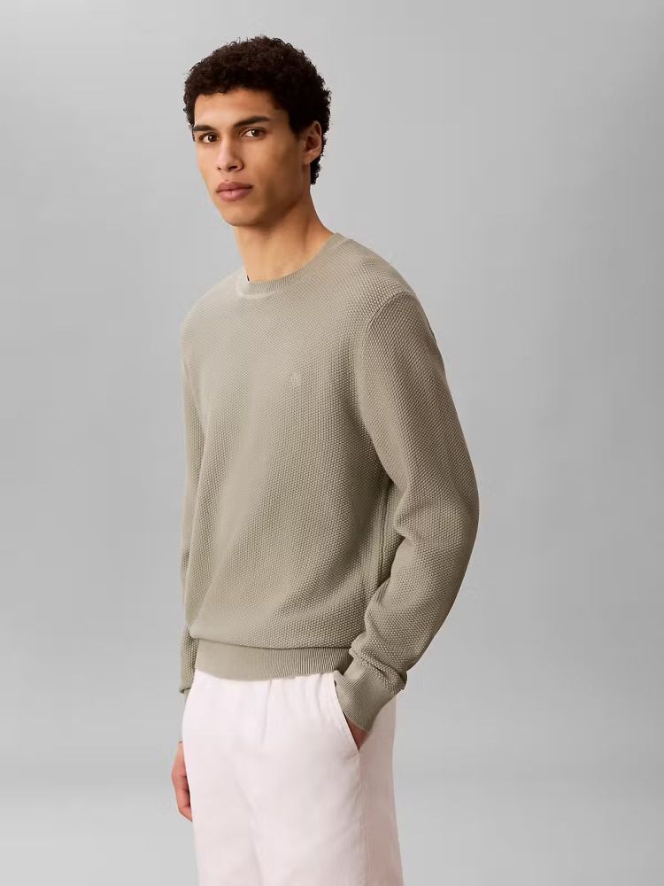 Calvin Klein Pull Groen heren (LS TEXTURED COTTON C PULL - LV04LF304G.PEZ) - GL Sport (Sluis)