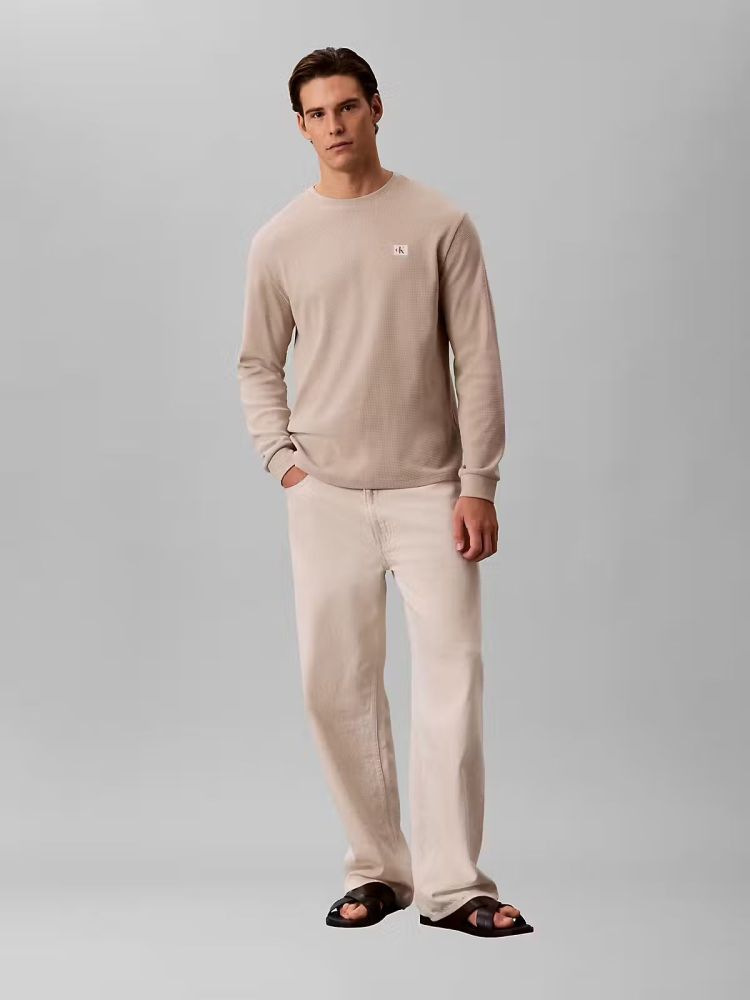 Calvin Klein Pull Beige heren (LS WAFFLE BADGE CREW - LV040EM217.PED) - GL Sport (Sluis)