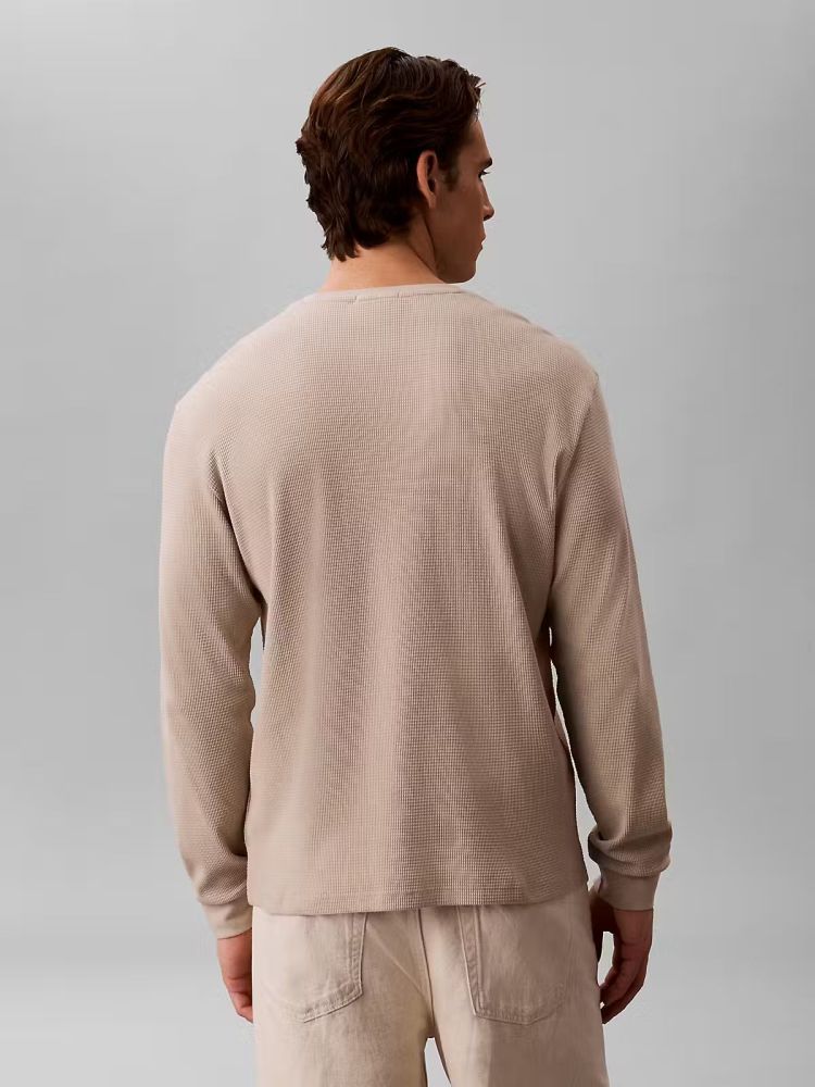 Calvin Klein Pull Beige heren (LS WAFFLE BADGE CREW - LV040EM217.PED) - GL Sport (Sluis)