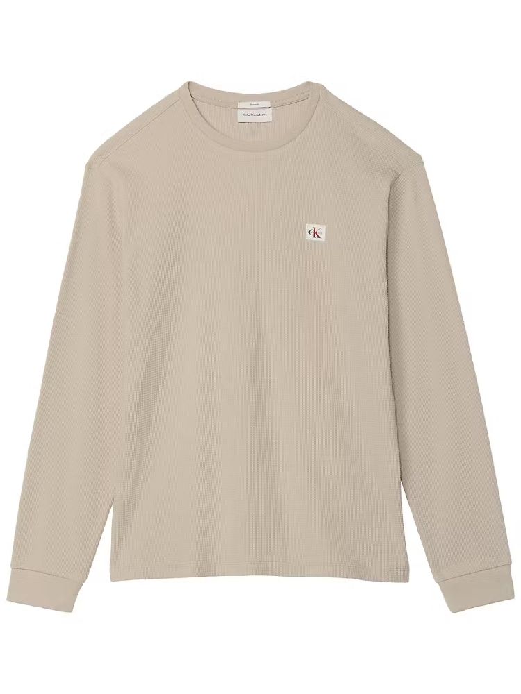 Calvin Klein Pull Beige heren (LS WAFFLE BADGE CREW - LV040EM217.PED) - GL Sport (Sluis)