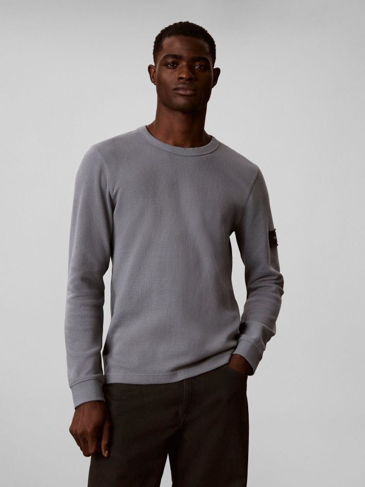 Calvin Klein Pull Blauw heren (LS WAFFLE BADGE CREW - LV04RJ209G.PFO) - GL Sport (Sluis)