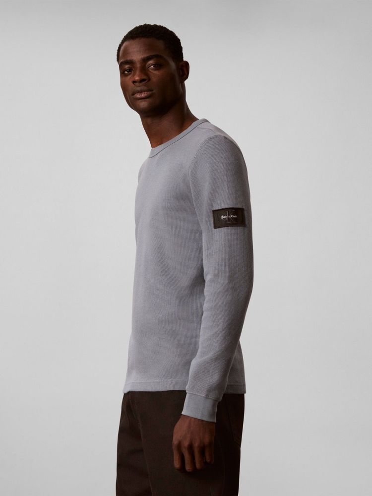 Calvin Klein Pull Blauw heren (LS WAFFLE BADGE CREW - LV04RJ209G.PFO) - GL Sport (Sluis)