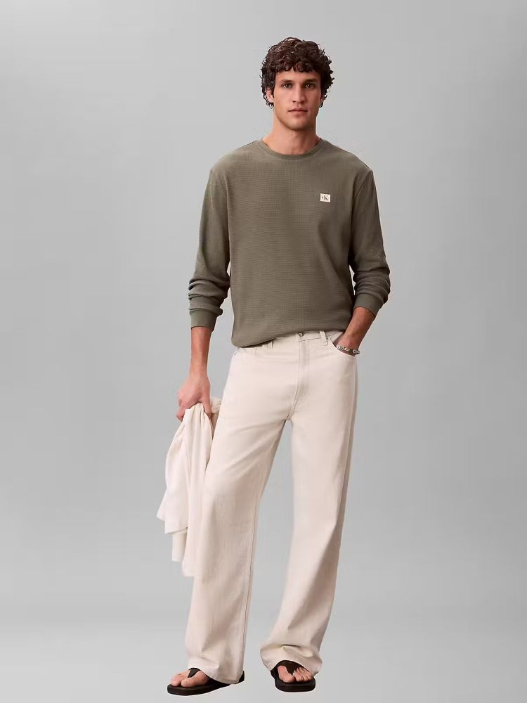 Calvin Klein Pull Groen heren (LS WAFFLE BADGE CREW - LV040EM217.LDY) - GL Sport (Sluis)