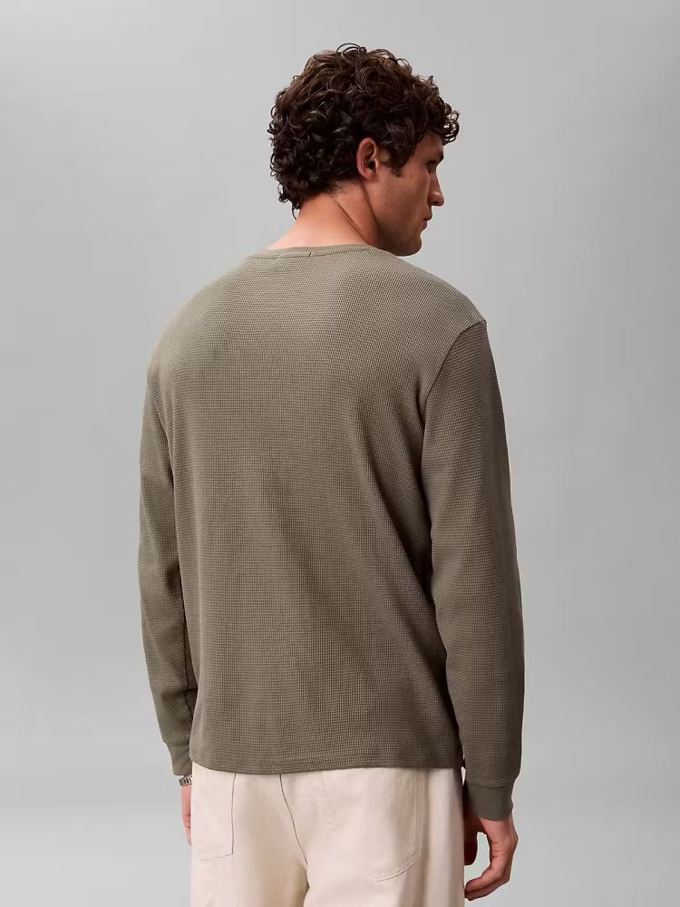 Calvin Klein Pull Groen heren (LS WAFFLE BADGE CREW - LV040EM217.LDY) - GL Sport (Sluis)