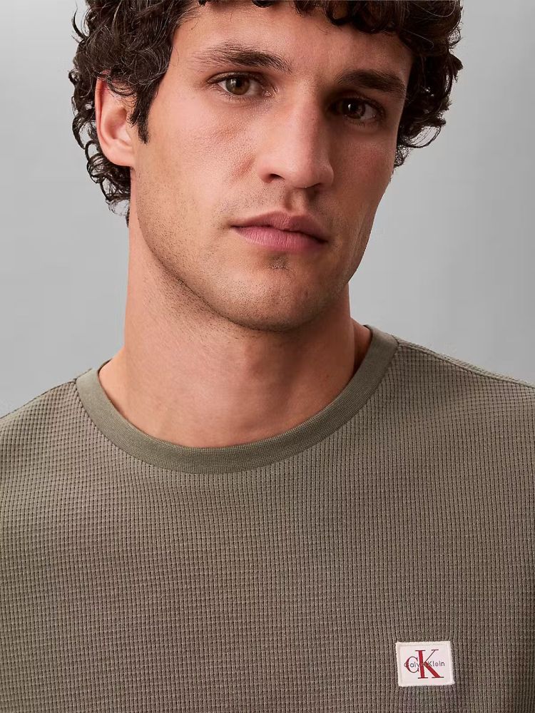 Calvin Klein Pull Groen heren (LS WAFFLE BADGE CREW - LV040EM217.LDY) - GL Sport (Sluis)