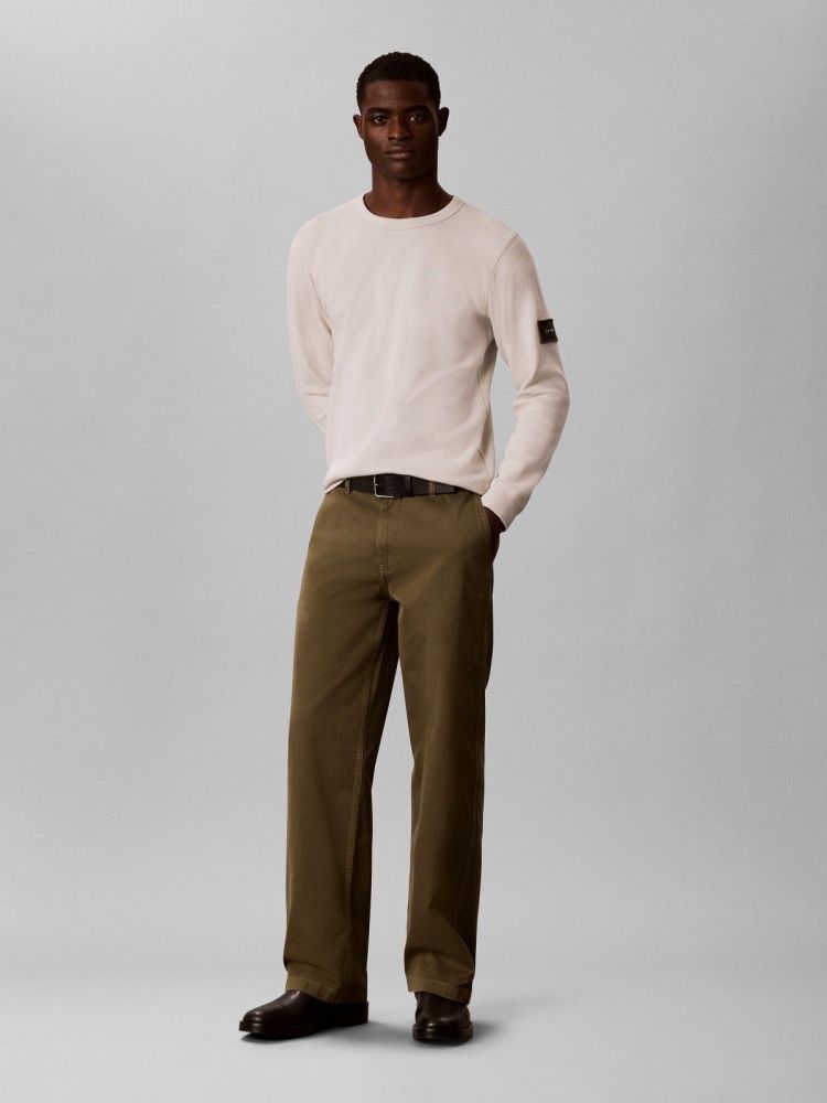 Calvin Klein Pull Off-white heren (LS WAFFLE BADGE CREW - LV04RJ209G.PDJ) - GL Sport (Sluis)