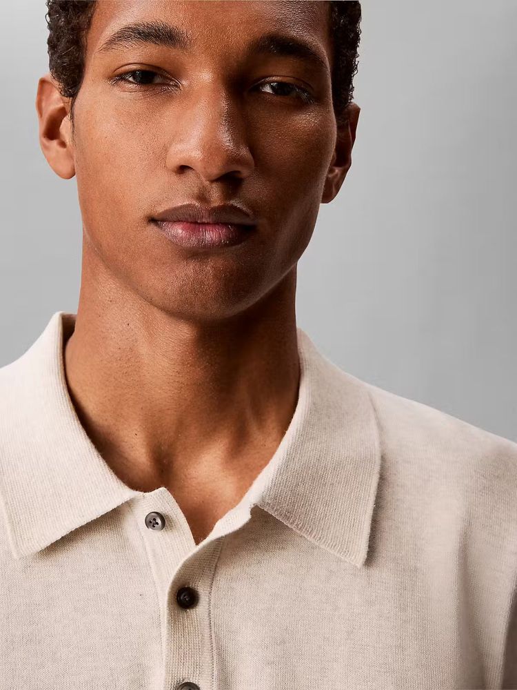 Calvin Klein Polo Beige heren (SS SUPIMA COTTON POLO - LV04LC326G.SNOWHEATHER) - GL Sport (Sluis)