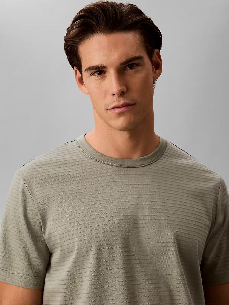 Calvin Klein Polo Groen heren (SS TEXTURED STRIPE T-SHIRT - LV04LG203G.PEZ) - GL Sport (Sluis)