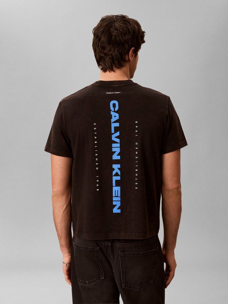 Calvin Klein T-shirt Antraciet heren (SS WASHED SPINE T-SHIRT - LV04RG834G.UB1) - GL Sport (Sluis)