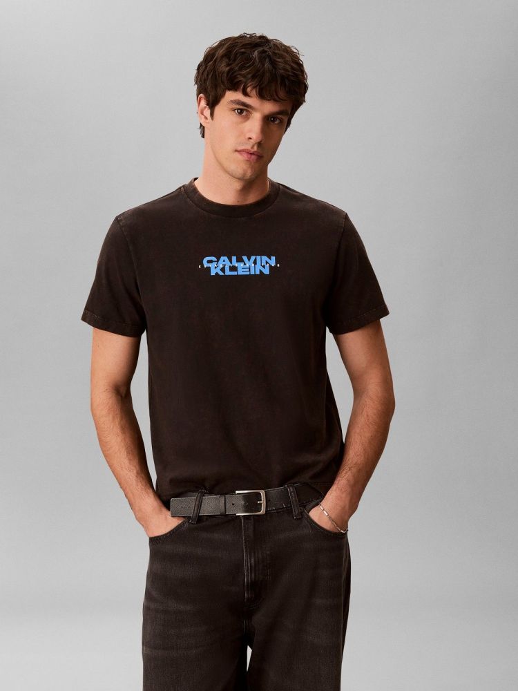 Calvin Klein T-shirt Antraciet heren (SS WASHED SPINE T-SHIRT - LV04RG834G.UB1) - GL Sport (Sluis)