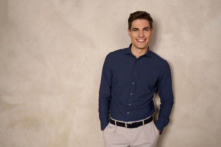 District Indigo Overhemd Blauw heren (PIQUE PERFORMANCE SHIRT  - 731025780.010) - GL Sport (Sluis)