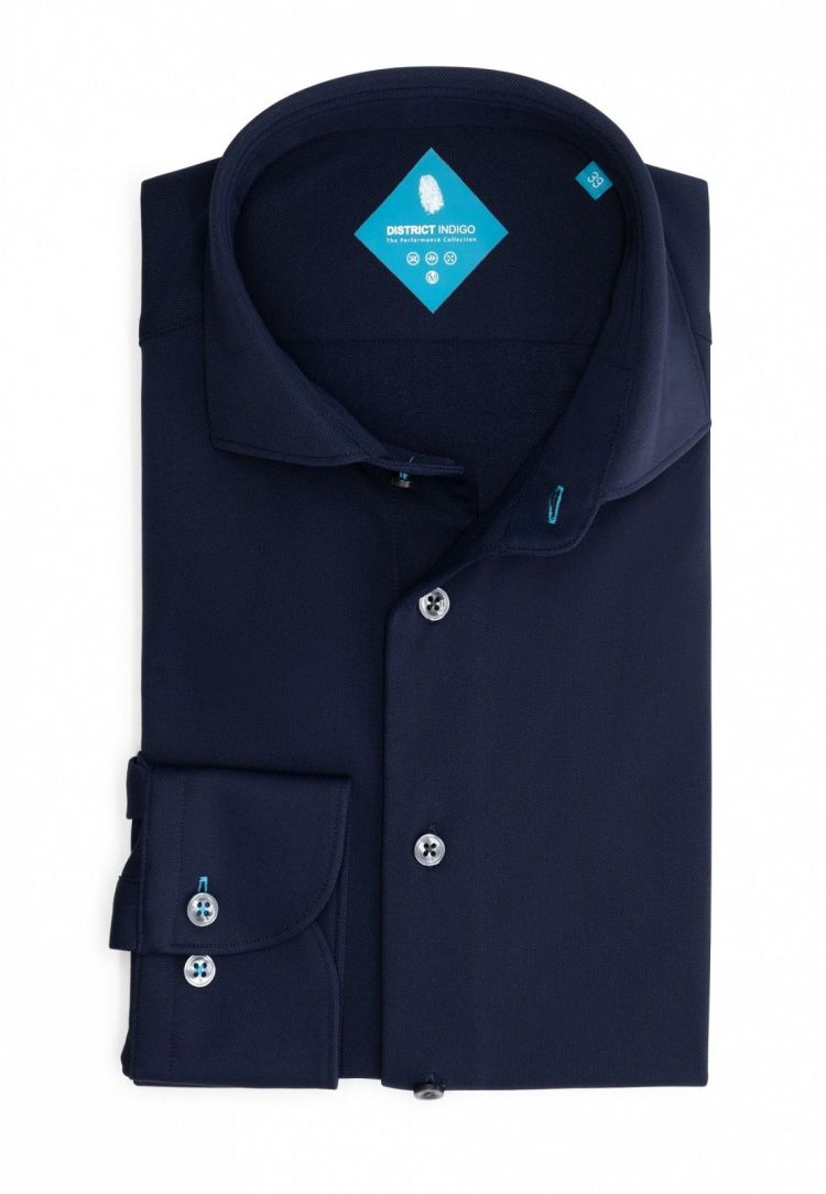 District Indigo Overhemd Blauw heren (PIQUE PERFORMANCE SHIRT  - 731025780.010) - GL Sport (Sluis)