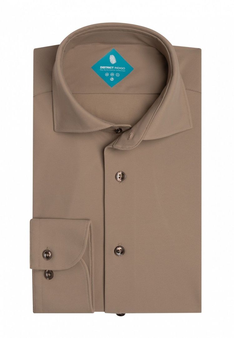 District Indigo Overhemd Bruin heren (PIQUE PERFORMANCE SHIRT  - 7.31.025.780.043) - GL Sport (Sluis)