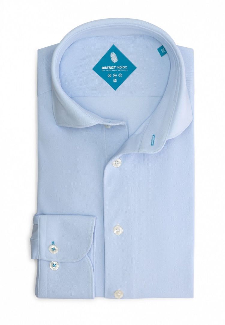 District Indigo Overhemd Lichtblauw heren (PIQUE PERFORMANCE SHIRT  - 731025780.017) - GL Sport (Sluis)