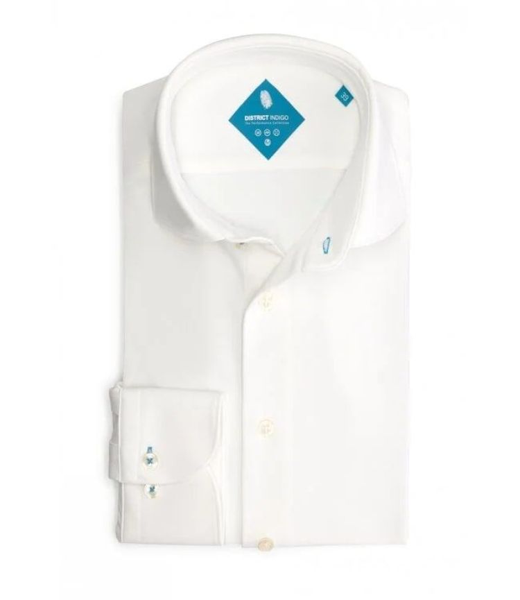 District Indigo Overhemd Wit heren (PIQUE PERFORMANCE SHIRT  - 731025780.007) - GL Sport (Sluis)