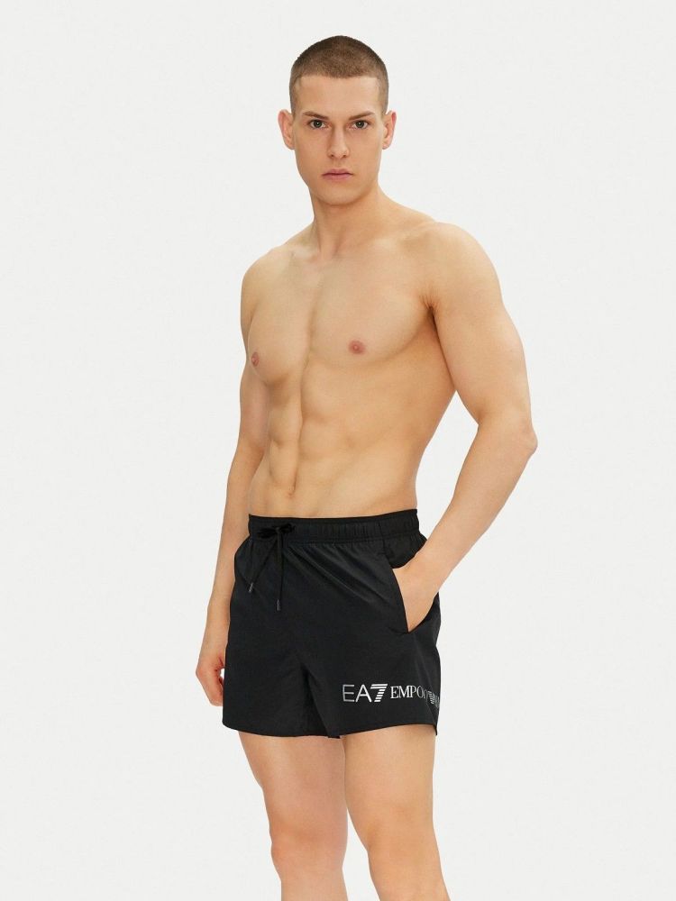 EA7 Emporio Armani Zwembroek Zwart heren (BOXER BEACHWEAR ZWART/ZILVER - 7M000519.AF13049.MC026) - GL Sport (Sluis)