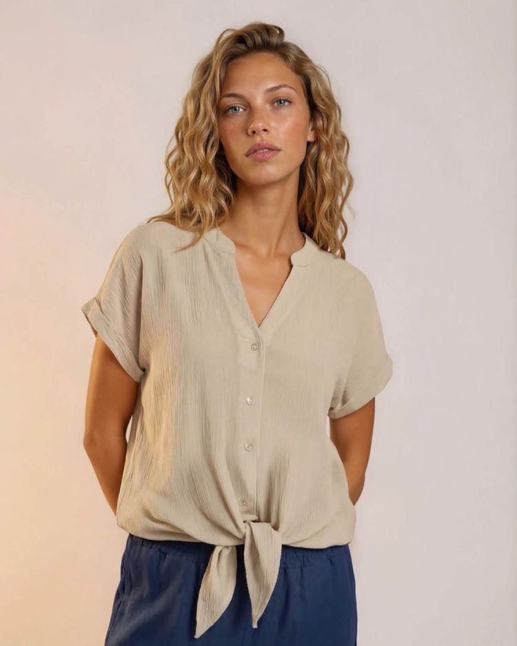 FOS Amsterdam Blouse Beige dames (FIA BLOUSE STRIK UNI  - FIA.7765.UNI-BEIGE) - GL Sport (Sluis)