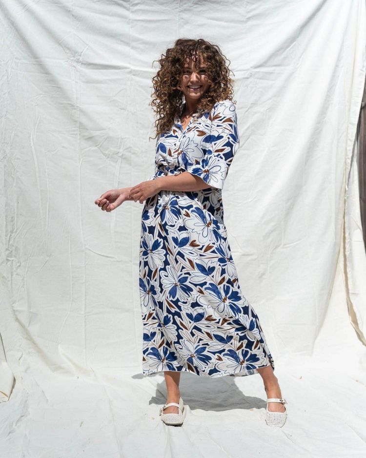 FOS Amsterdam Jurk Blauw dames (LALIA ZOMERBLOEI DRESS - LALIA.7468.NAVY) - GL Sport (Sluis)