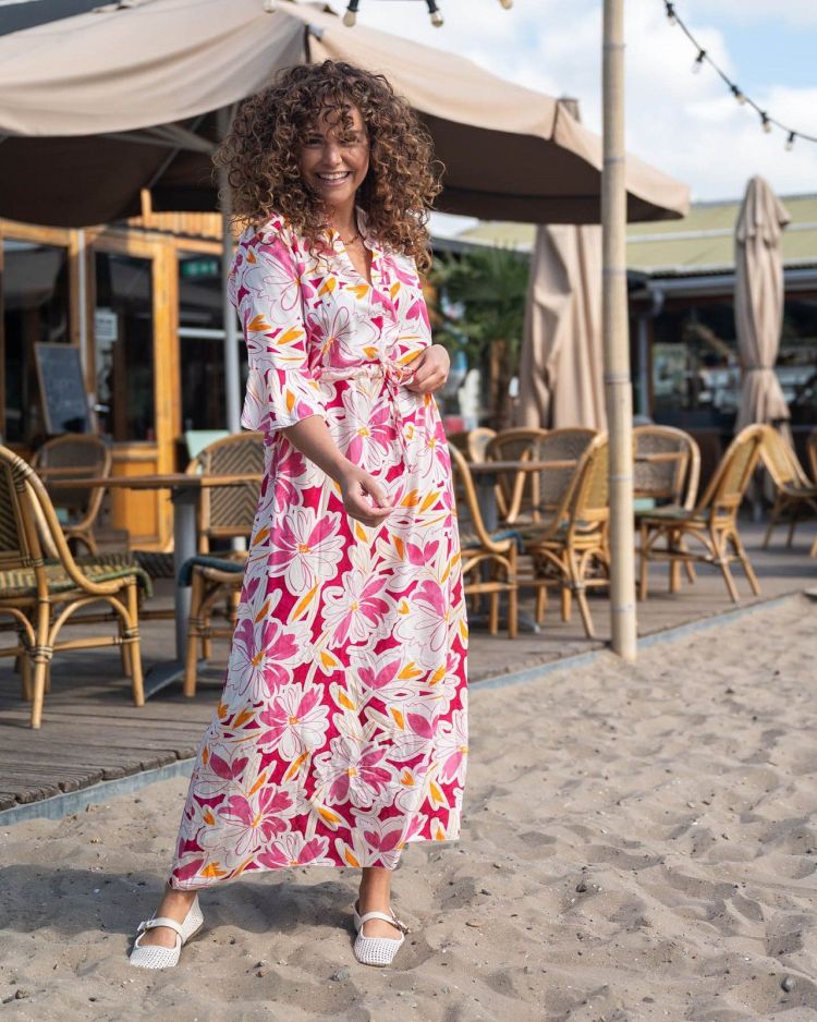 FOS Amsterdam Jurk Roze dames (LALIA ZOMERBLOEI DRESS - LALIA.7468.FUCHSIA) - GL Sport (Sluis)