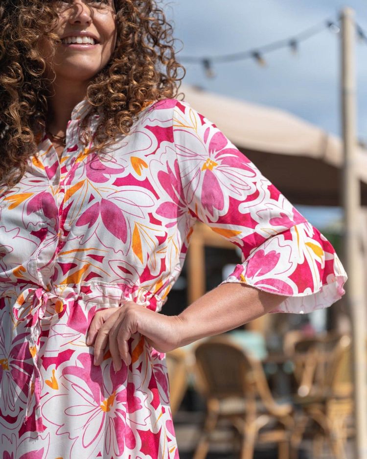 FOS Amsterdam Jurk Roze dames (LALIA ZOMERBLOEI DRESS - LALIA.7468.FUCHSIA) - GL Sport (Sluis)