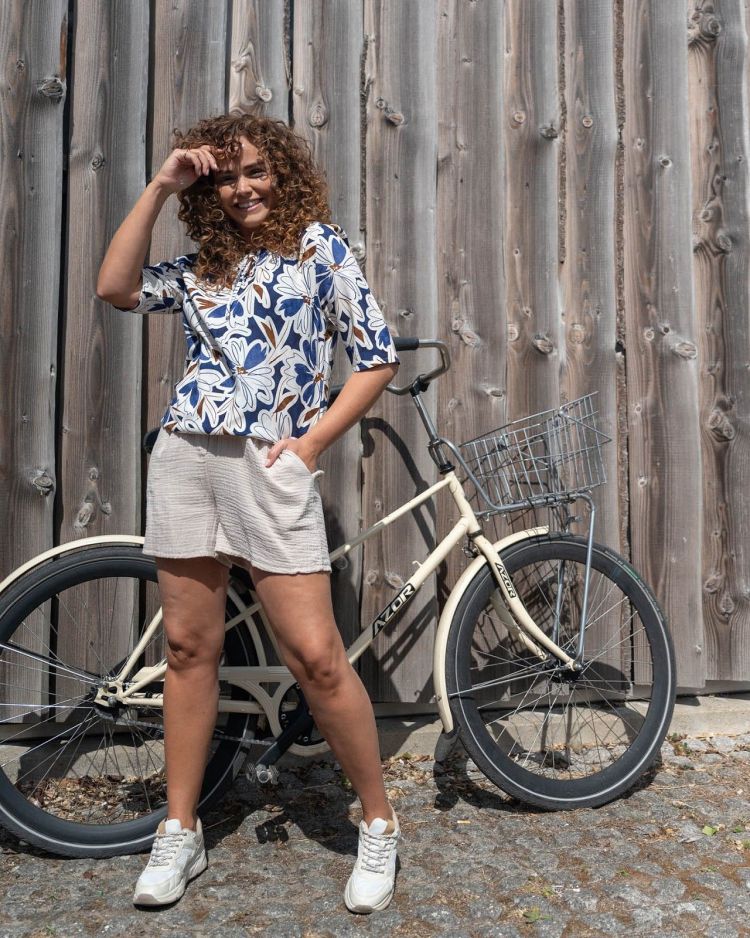 FOS Amsterdam Blouse Blauw dames (LEXI ZOMERBLOEI BLOUSON - LEXI.7469.NAVY) - GL Sport (Sluis)